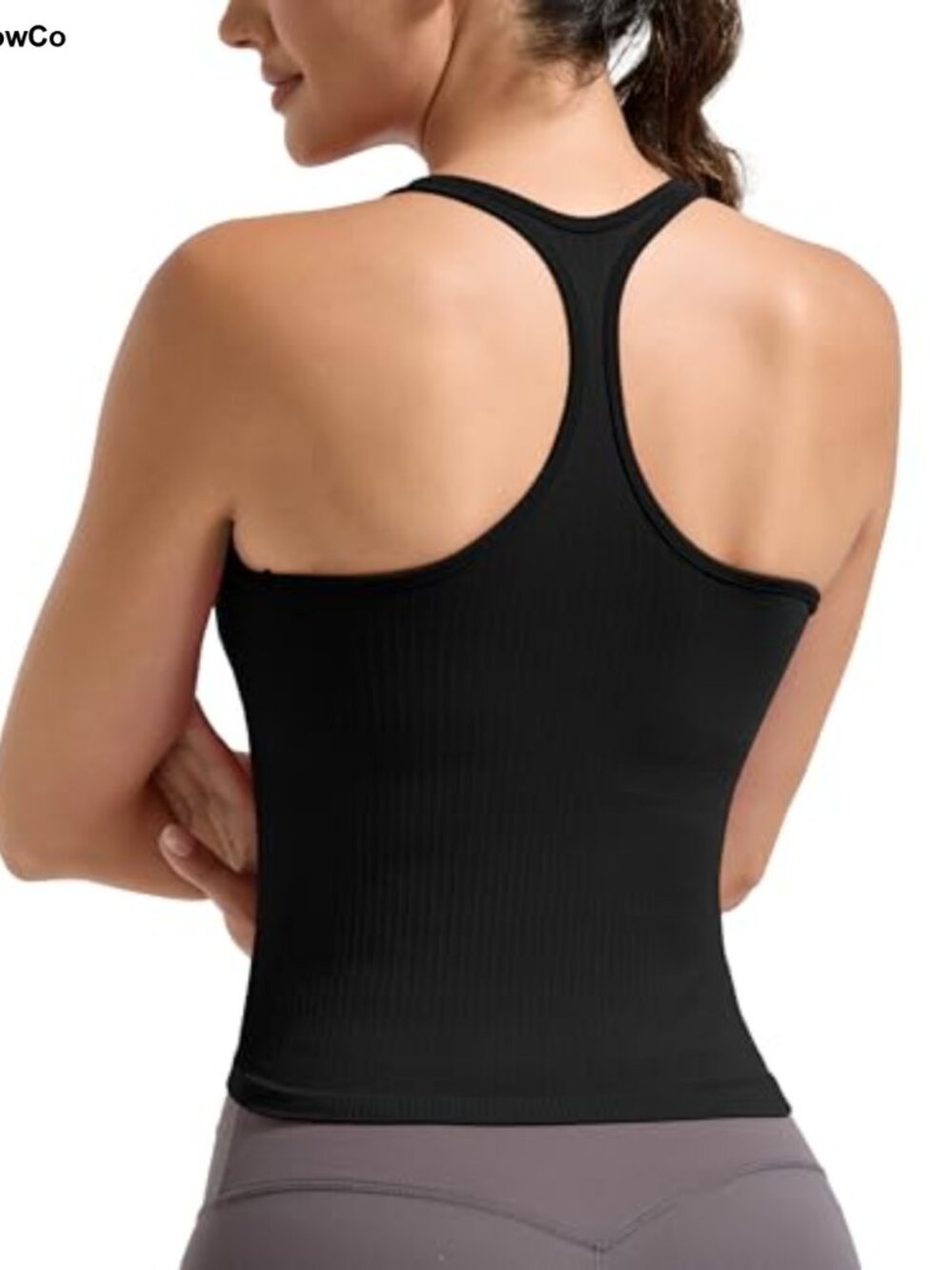 Seamless Workout Tank Top for Women Built in Bra Racerback Athletic Yoga Gym Top